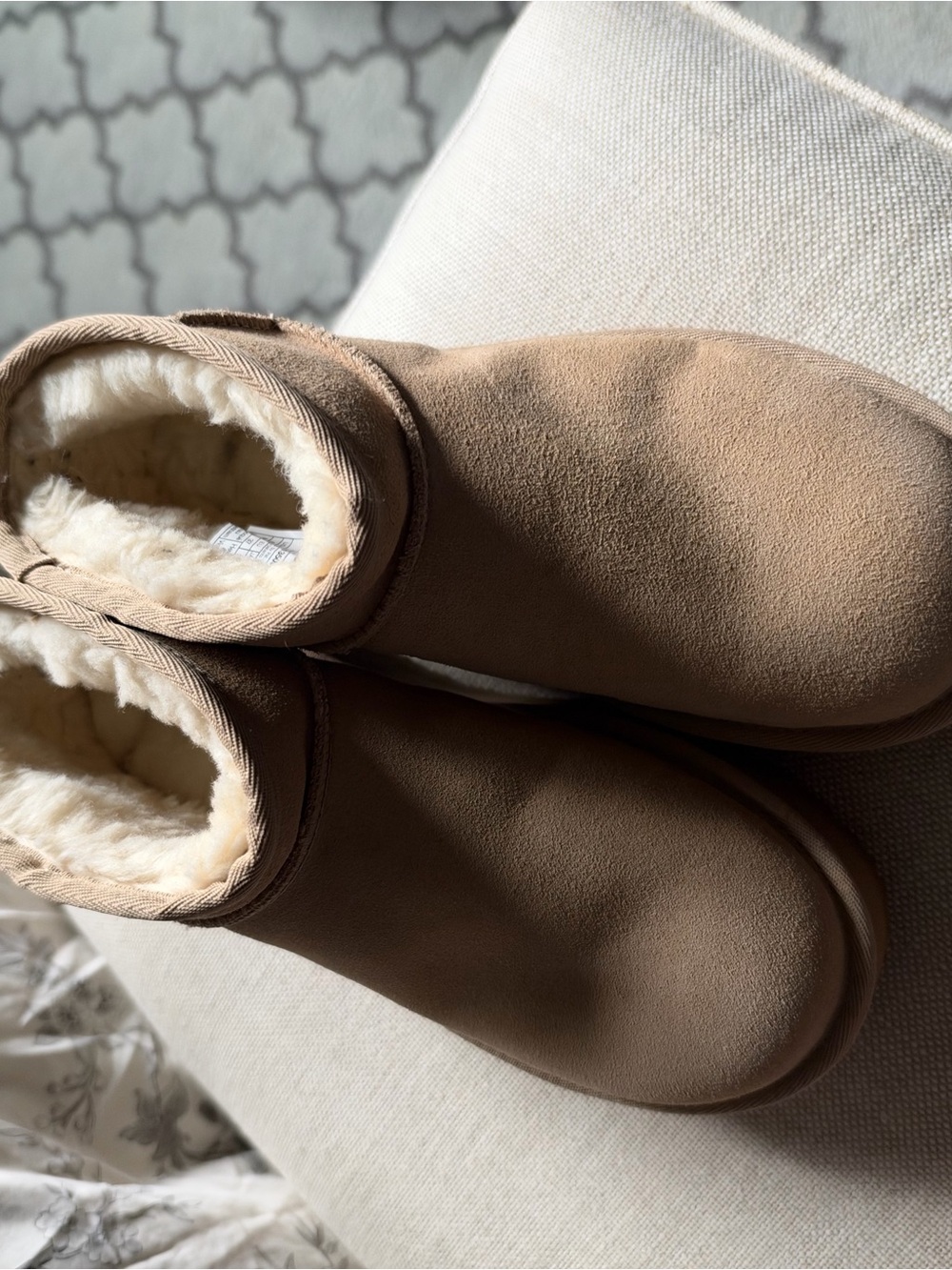 UGG Sand Suede platform Ankle Booties with Shearling Lining